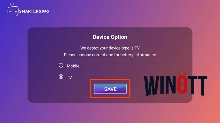 IPTV Smarters Pro First Screen