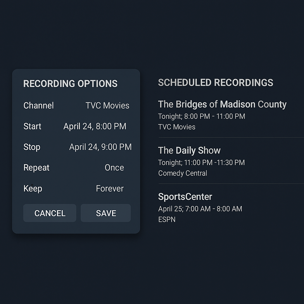 TiviMate's recording capabilities allow users to schedule and manage TV recordings